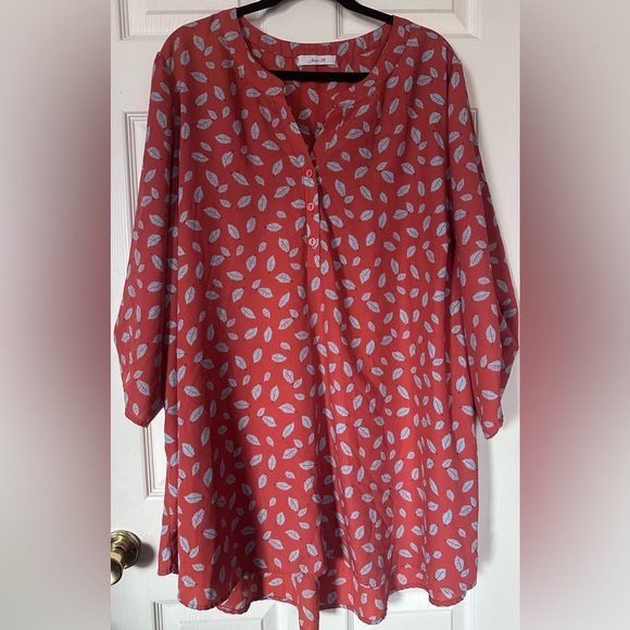 Jessy B Burnt Orange Leaf Print Women's Dress - Picture 1 of 3